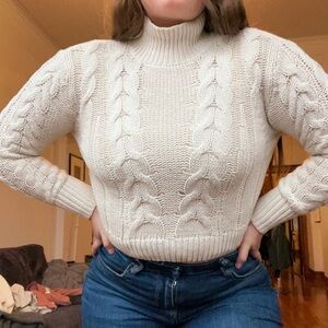 cable knit turtleneck sweater